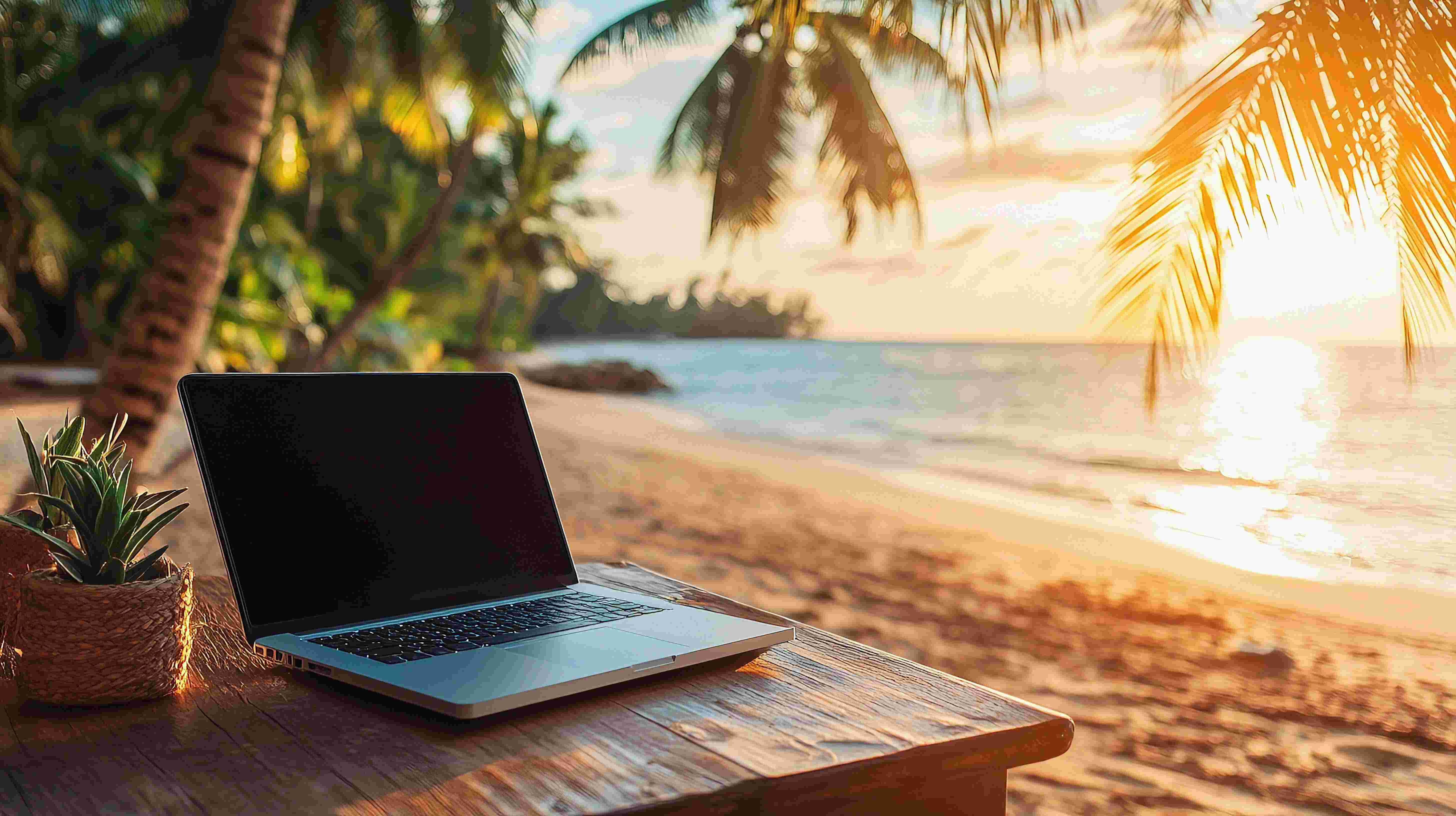 Online marketing Aruba computer op het strand