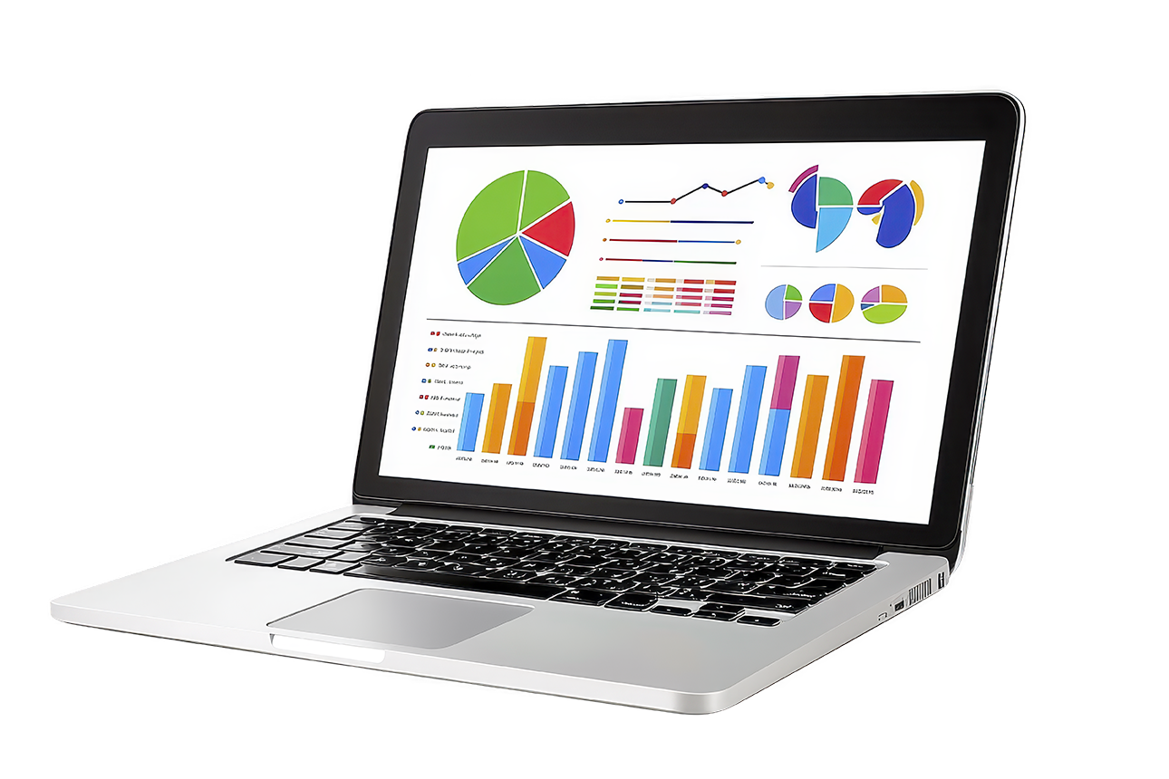 vecteezy a laptop displaying colorful charts and graphs its screen 60690164