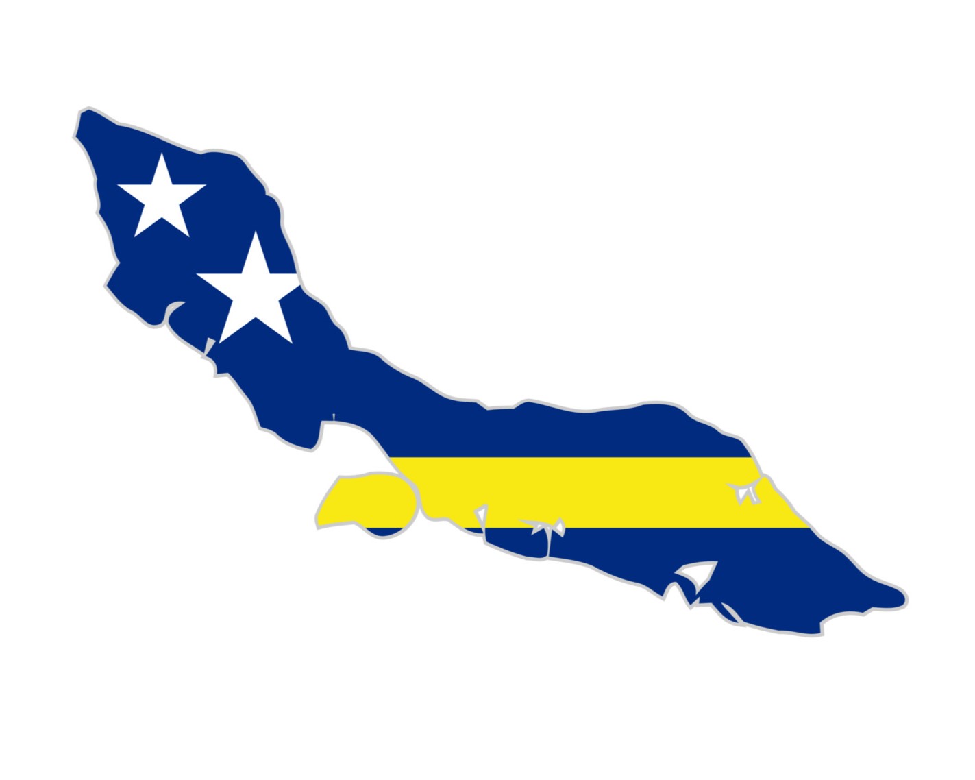 Marketing in Curaçao geïllustreerde map van Curaçao met de vlag erin